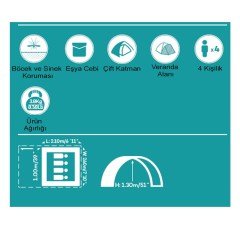 Pavillo 68091 Activeridge 4 Kişilik Çadır