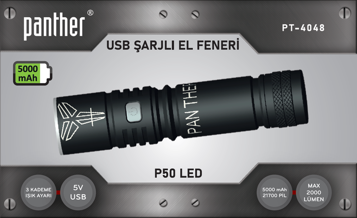 PANTHER PT-4048 USB ŞARJLI METAL FENER