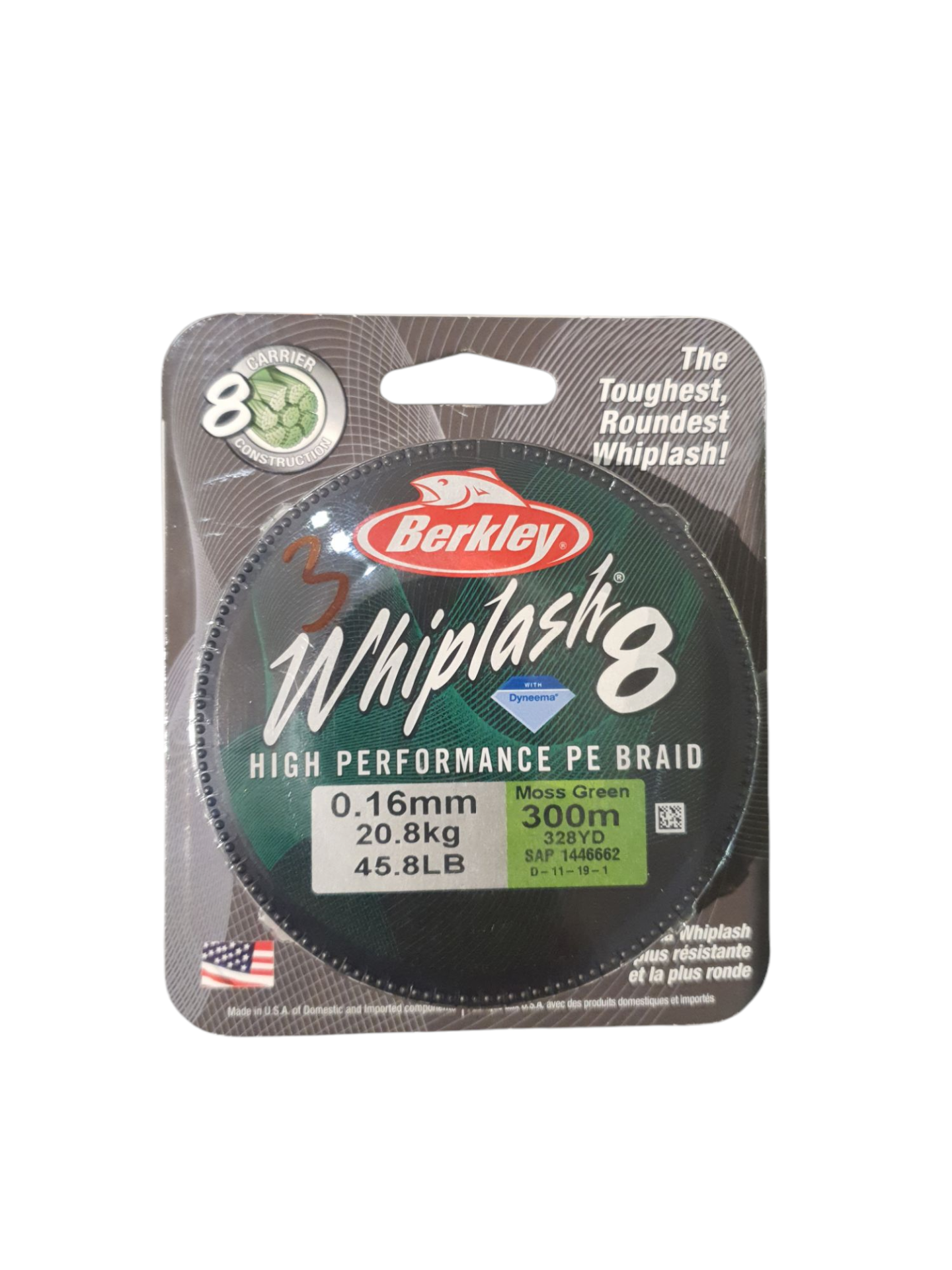 BERKLEY 0,16 WHIPLASH 8 MOSS GREEN BRAID 300 MT